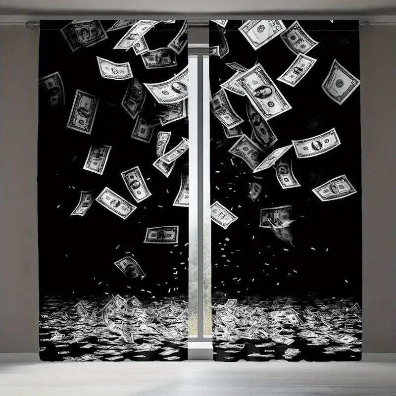 ستائر مطبوعة نقدية للأوراق النقدية الأمريكية، ستائر حقيبة عمود المصباح 42*84، غرفة المعيشة في غرفة النوم، ديكور المنزل، ديكور الغرفة