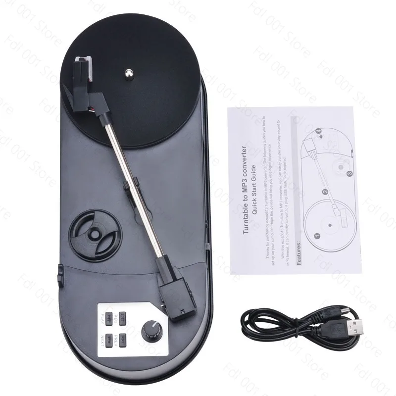 613P Mini Vinyl Record Player Turntable with USB MP3 Conversion Dual Speed 33/45 RPM