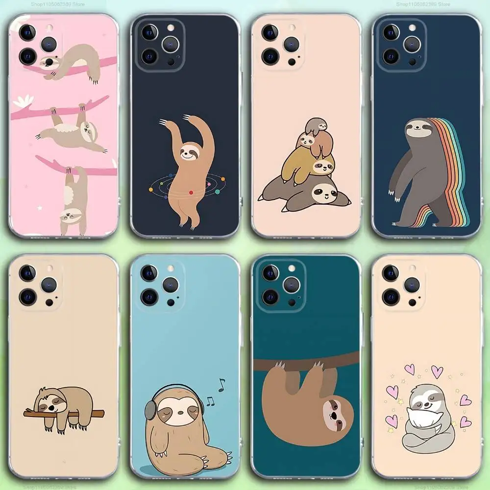 

Cute Sloth Animal Phone Case For iPhone 17,16,15,14,13,12,11 Pro,Max,Plus,X,XS,XR,SE4,E Mini Transparent Soft Cover