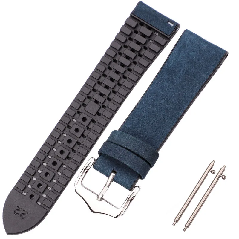 DUTRIEUX Echtes Leder Uhr Band Armband Männer Frauen 10 Farben Gummi Wasserdicht Atmungsaktiv Armband 18mm 20mm 22mm Strap zubehör 9