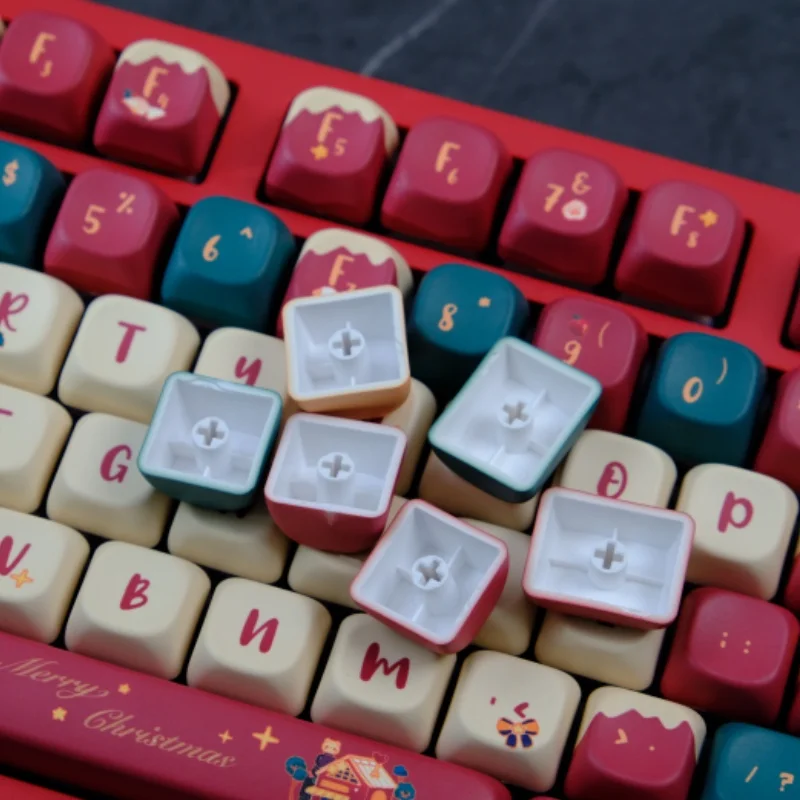 Kelinci Beruang rumah Natal 150 kunci MOA profil GMK PBT Keycap untuk Keyboard mekanik pewarna sublimasi Keycap game kustom