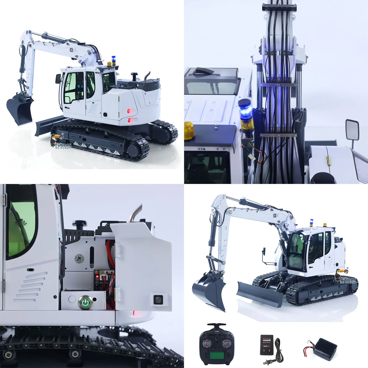 

RC Hydraulic Excavator LR914 1/14 Remote Control Digger 5CH Valves Brushless Drive Motor Lights Flysky ST8 Radio RTR Charger