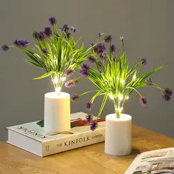 Luz LED creativa de flores rosas, luz nocturna Artificial romántica, mesita de noche pequeña, luz de ambiente, día de la madre