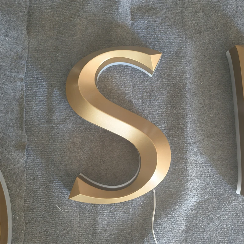 Custom made outdoor use 3D back lighted stainless steel channel letter signs for shop name, store signs logo