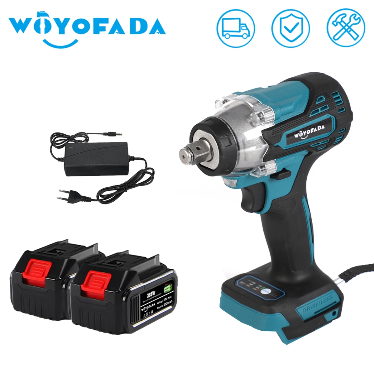 woyofada chave de impacto de litio brushless high torque chave eletrica recarregavel ferramenta de poder sem fio para bateria makita 18v 01