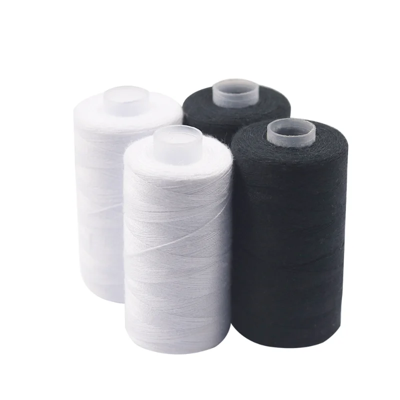 Juego de 2 Hilos de Coser de Poliéster de 500M, Resistentes y Duraderos, en Blanco y Negro, para Máquinas de Coser y Crochet