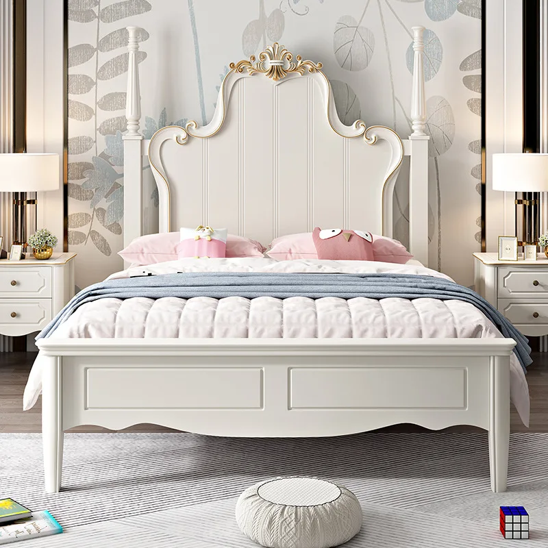 Children's bed girl Miba princess single light luxury cream wind solid wood boy bed