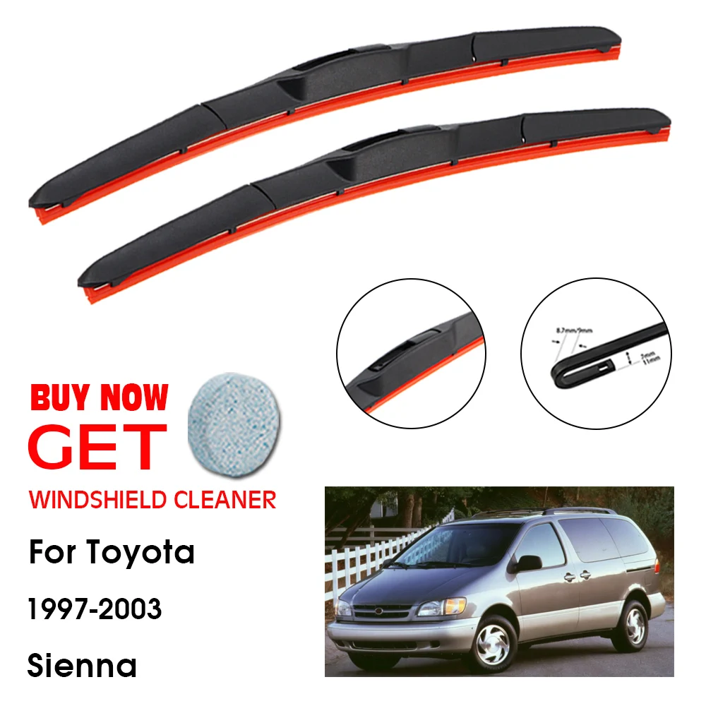 

Car Wiper Blade For Toyota Sienna 24"+18" 1997-2003 Front Window Washer Windscreen Windshield Silica Gel Wiper Blades Accessorie