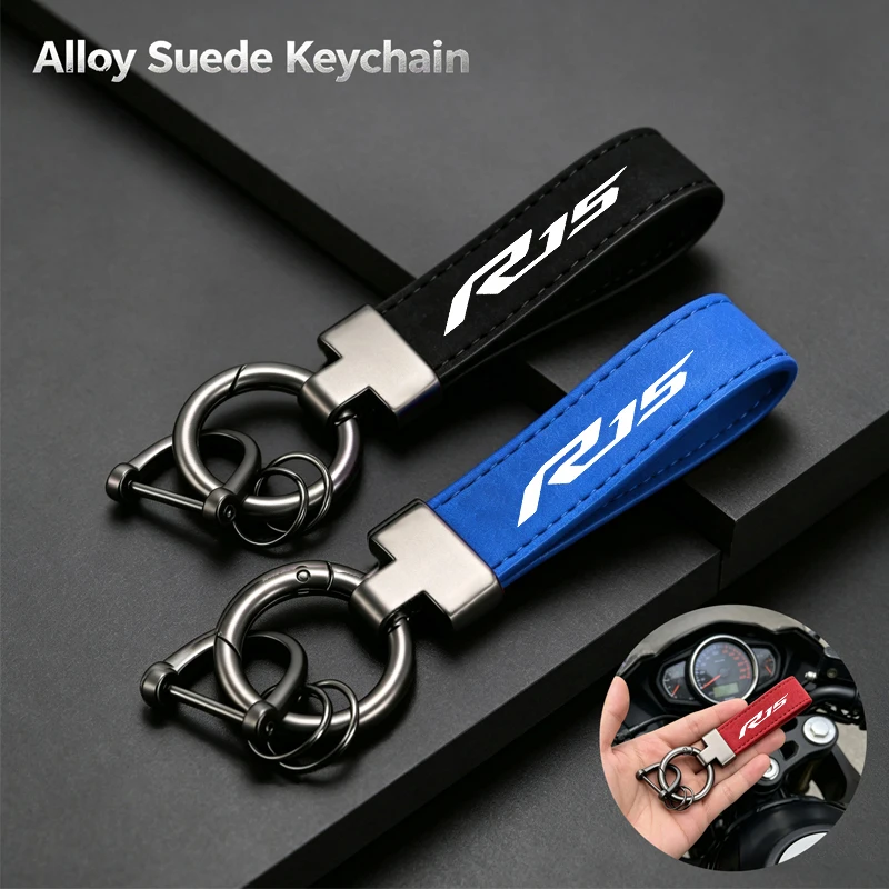 Deluxe Fashion Suede KeyChain Horseshoe Buckle Motorcycle Key Ring For YAMAHA YZF R15 YZFR15 R15 V3 YZF-R15 Accessories