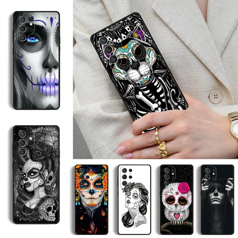 Cute Day Of The Dead Skull Owl Phone Case for Samsung Galaxy S26 S25 Ultra S24 S23 S22 S21 Plus Note 10 Bumper Cover