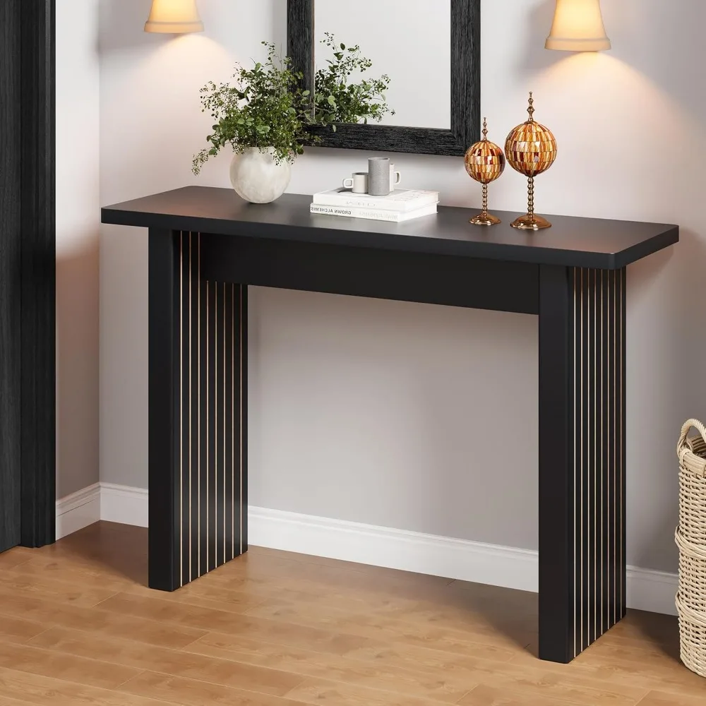 

Fluted Entryway Console Table, Wooden Rectangular Sofa Table for Entrance, Narrow Wood Entryway Small Long Entry Table for Hallw