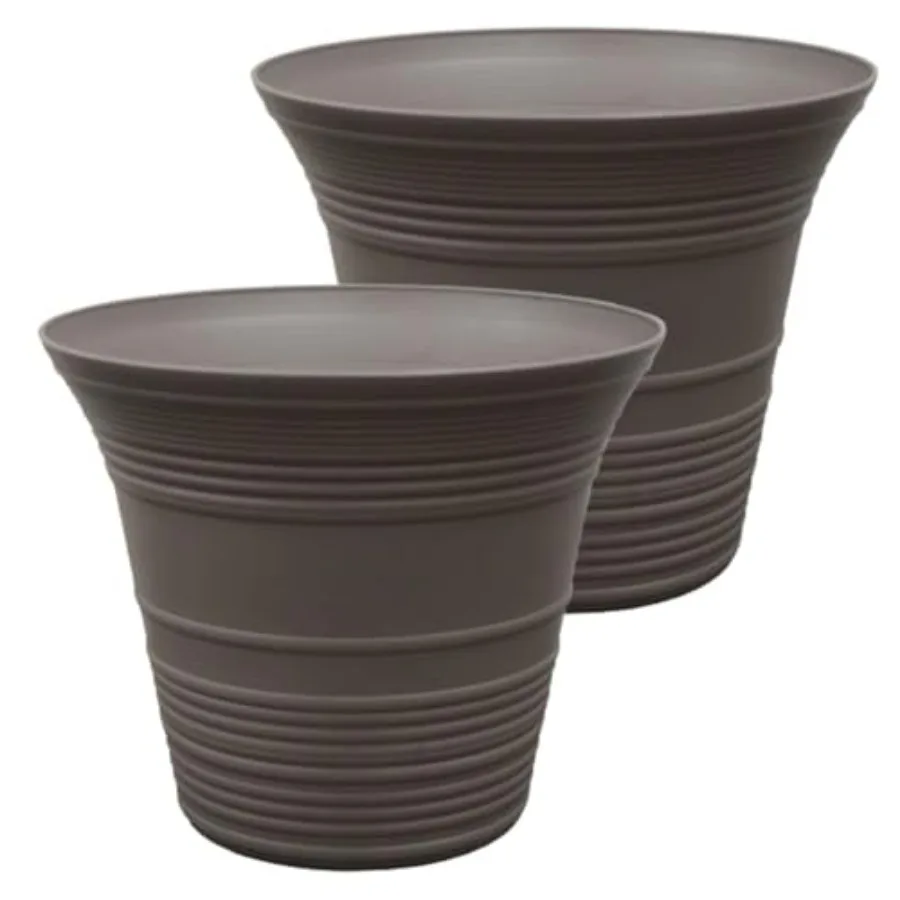 

12-дюймовые круглые самополивающиеся горшки для растений Sedona, легкие, устойчивые к УФ-излучению, пластиковые, для использования в помещении и на улице, набор из 2 штук, цветочные горшки