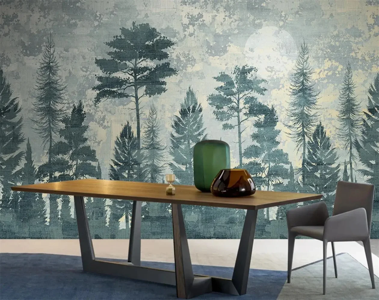 Custom Photo Wallpaper 3D Nordic foggy forest Landscape Murals wallpapers for Living Room Sofa Bedroom Wall Painting Home Decor