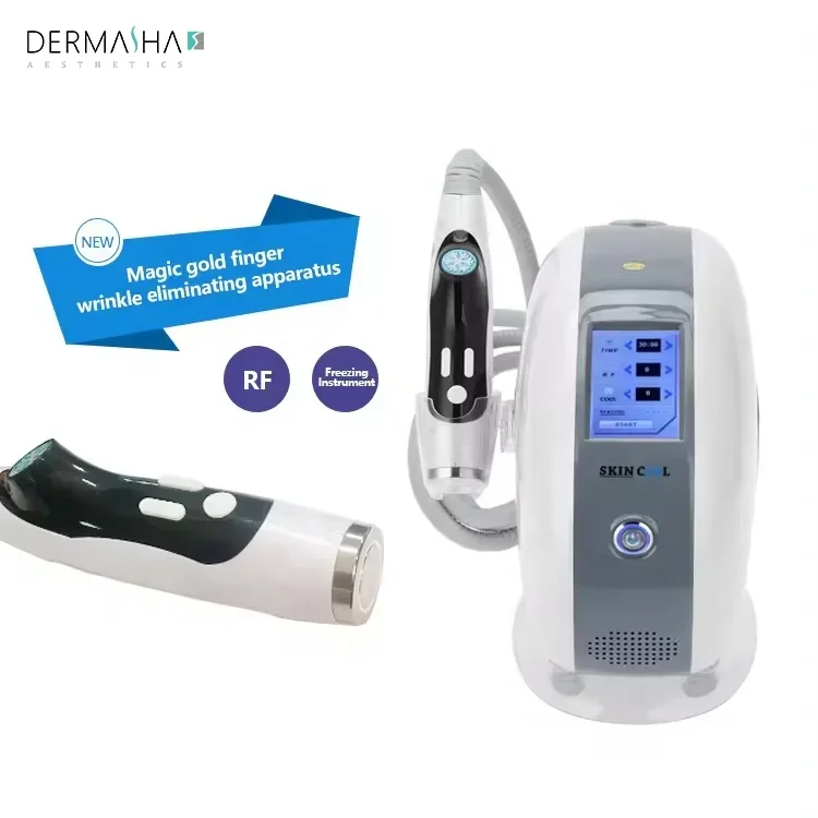 Dermasha 2024, gran oferta, masajeador de dedos dorados para el cuidado de los ojos, máquina de belleza, masaje facial y corporal, Ems, microcorriente, diamante, dedo dorado