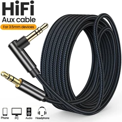 3.5mm Jack Audio Cable 90 Degree Elbow Male to Straight Male Aux HiFi Cable For Samsung Car Headphone MP3/4 Video Adapter Cord