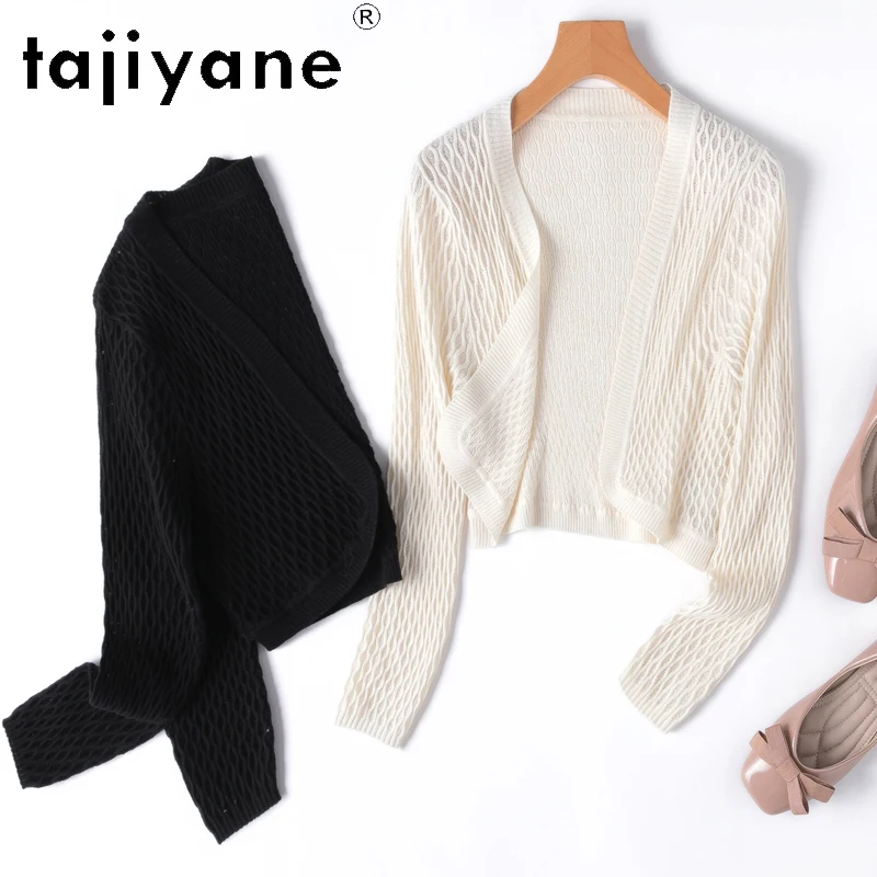 TAJIYANE 45% Cotton + 55% Mulberry Silk Blouse Elegant Short Silk Cardigan Spring and Summer Tops 2025 Ladies Clothes Блузка