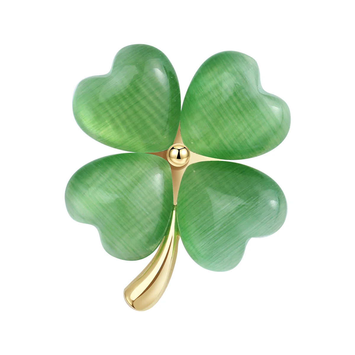 New Cat\'s Eye Gem Four-leaf clover Brooch Cute Fashion Pin Fashion accessory Brooch