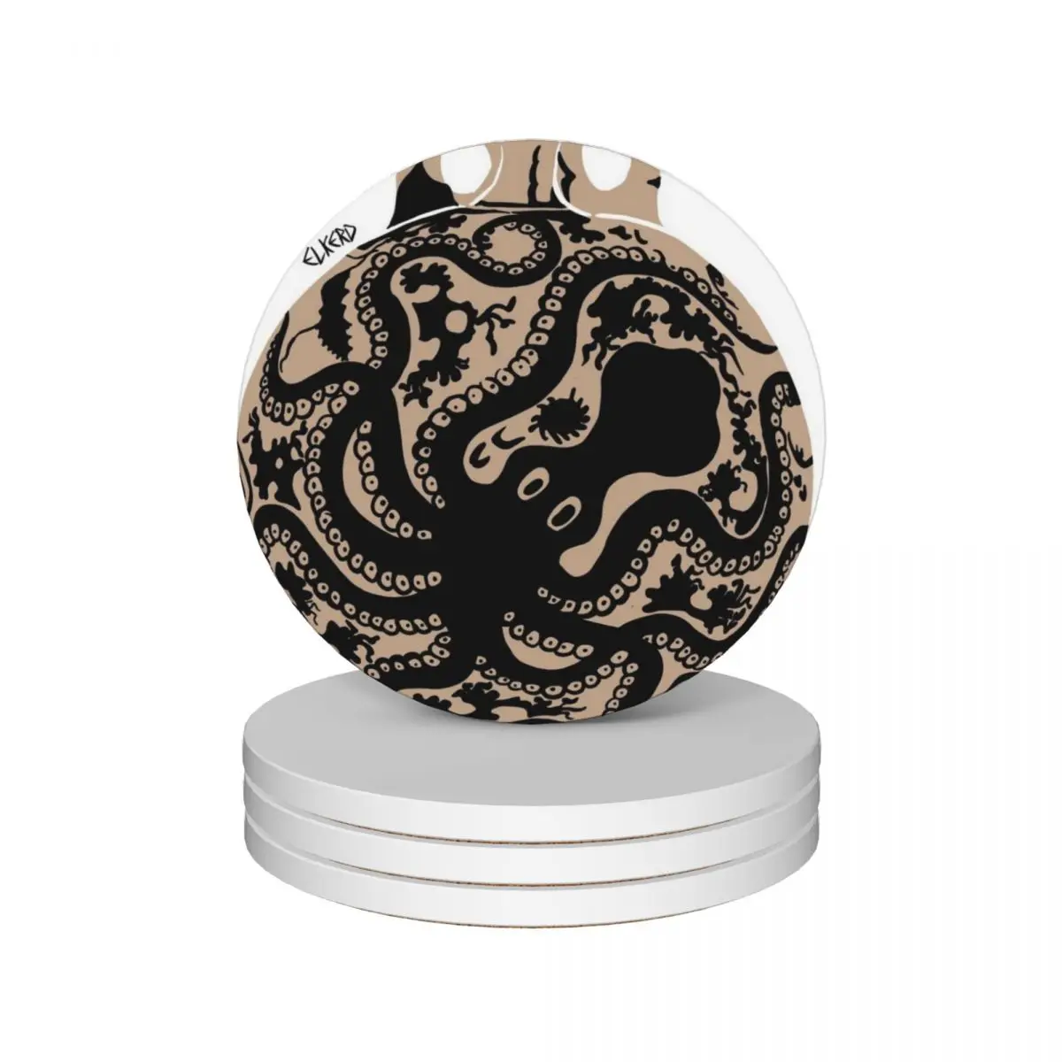 

Minoan octopus Ceramic Coasters (Set of 4) personalize pot flower Coasters