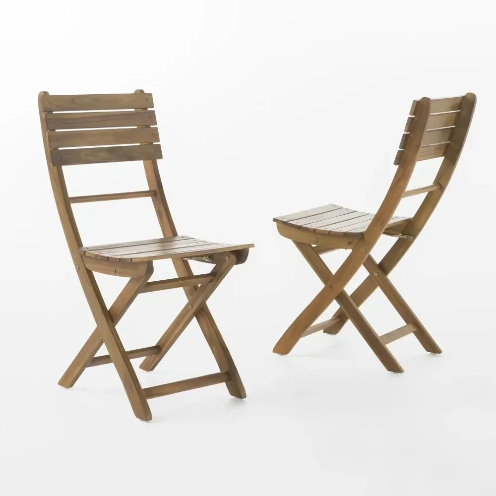 

# Hot 2-Pcs Set Portable Folding Chair Outdoor Acacia Wood Foldable Dining Chairs Natural Stained Furniture