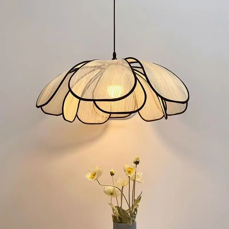 

Vintage Hand-Woven Lotus Dining Room Chandelier Bedroom Living Room Lamp European And American art Atmosphere lighting Lamps E27