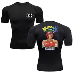 Camiseta de gimnasio de boxeo para hombres y mujeres, ropa deportiva de compresión con gráfico de KGB, ropa de calle Harajuku, Hajime No Ippo Kamogawa