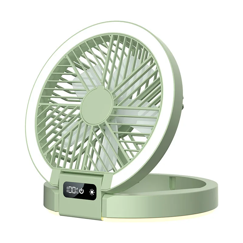 

New Table Fan Outdoor Camping Equipment Ultra-thin Mini Fan Folding Night Light Bracket