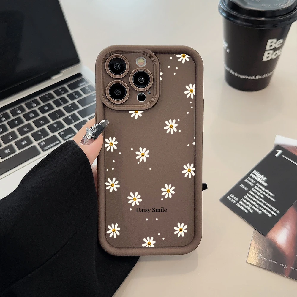 Daisy Smile Silicone Phone Case For iPhone 16 15 14 13 Pro Max 12 11 XS XR 7 8 Plus SE 2022 Shockproof Candy Soft Bumper Cover