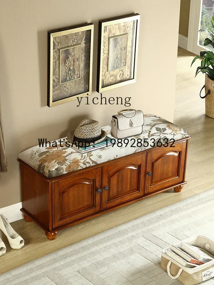 

z7 solid wood shoe change stool household door shoe cabinet storage entrance shoe stool soft bag seat cushion long stool