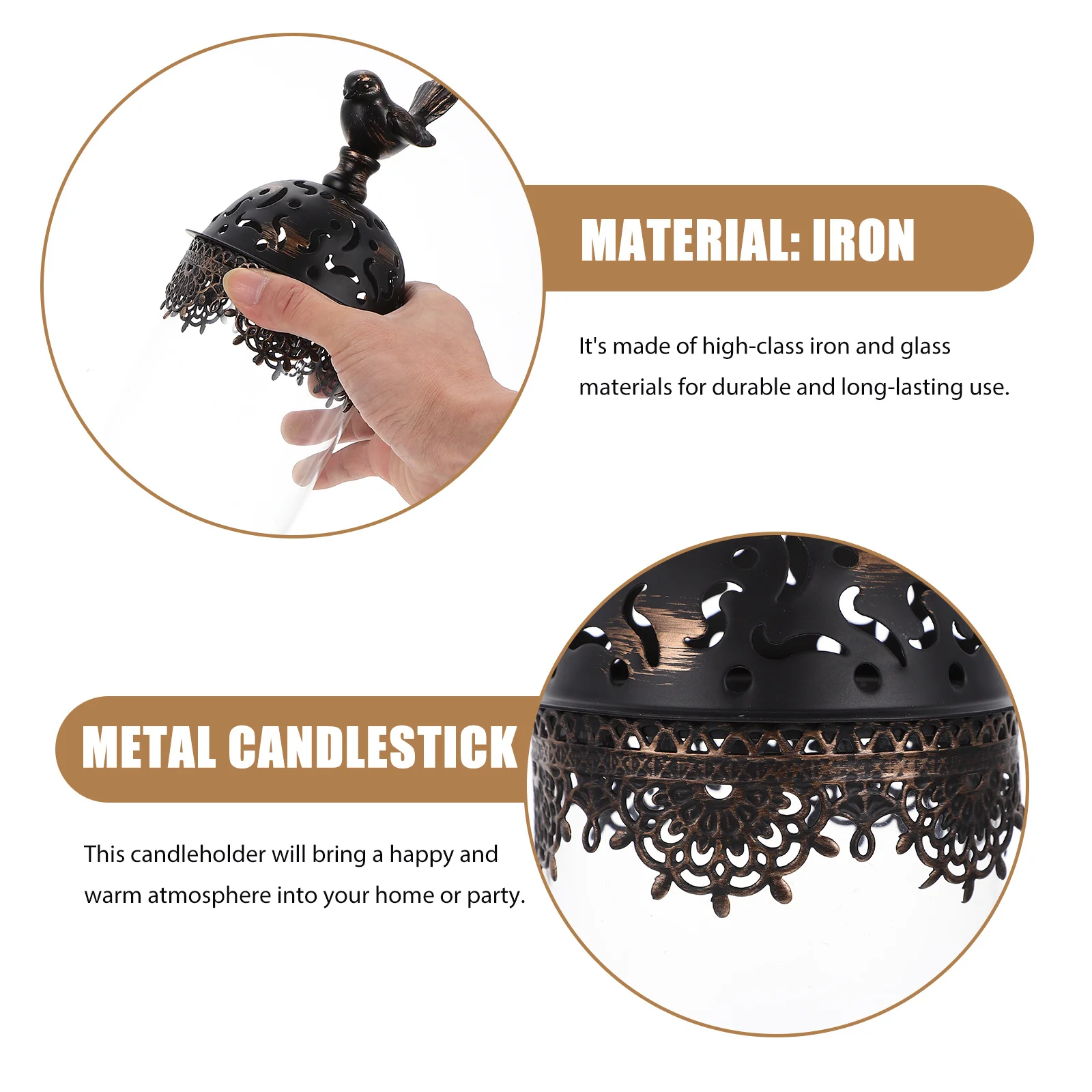 

Bird Cage Retro Candleholder Metal Iron Vintage Candlestick Decorative Creative Design Desktop Home Party Table Adornment