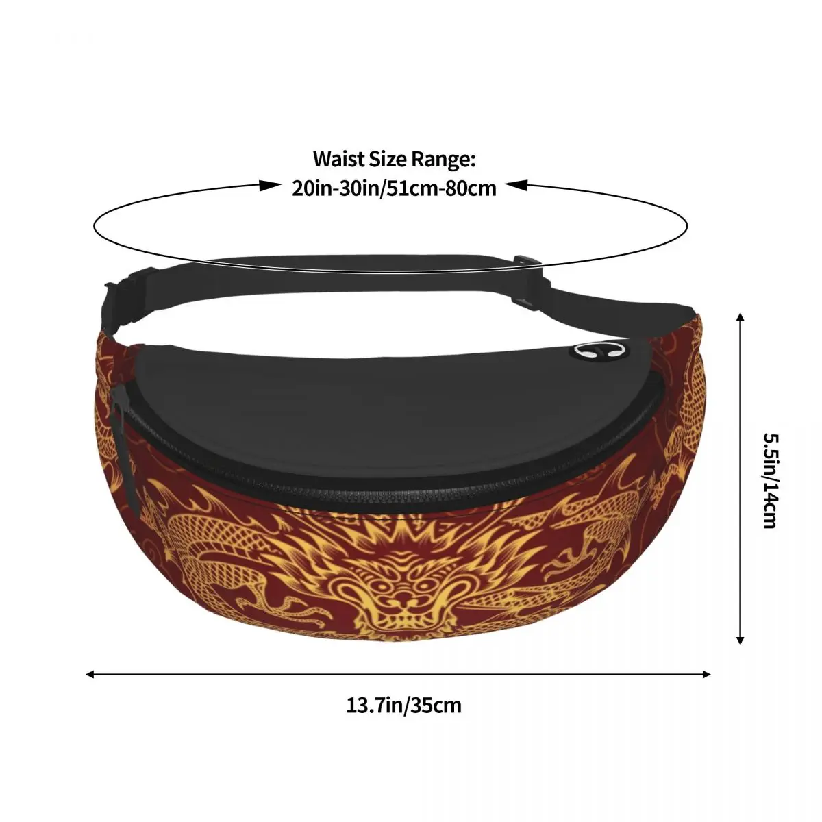 Red Japanese Dragon Pattern Fanny Pack for Men Women Fashion Asian Oriental Art Crossbody Waist Bag Traveling Phone Money Pouch