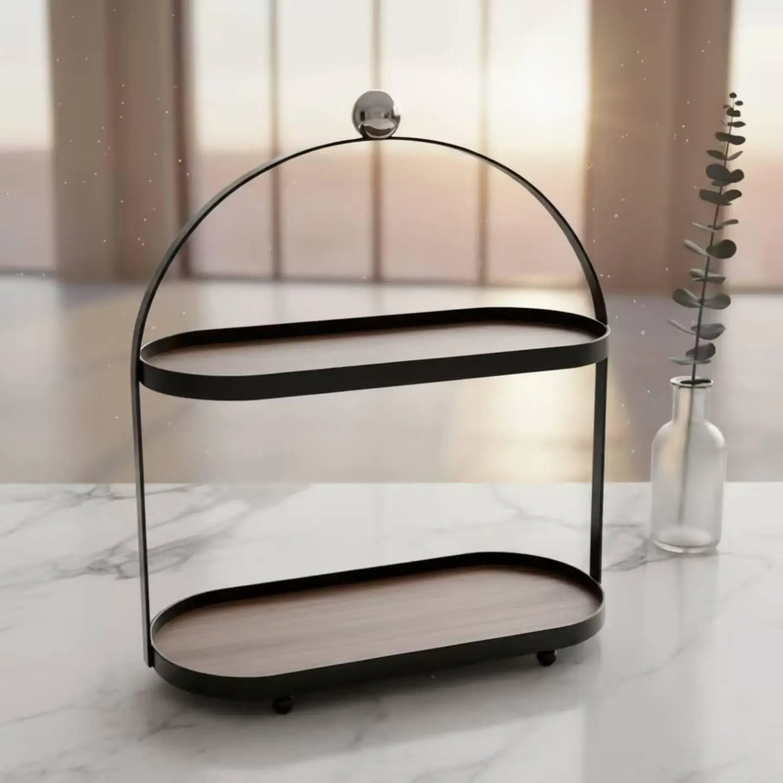 Desk Shelf Organizer Compact Desktop Rack with Wheels Slim for Countertop, Women