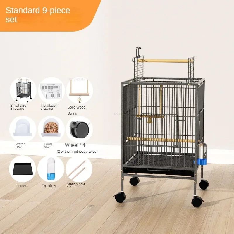 for  Large Home Parrot House Luxury Iron Mesh Bird Cages Pet Shop Breeding Cage Bird Villa with Wheels Bird Cage Accessories