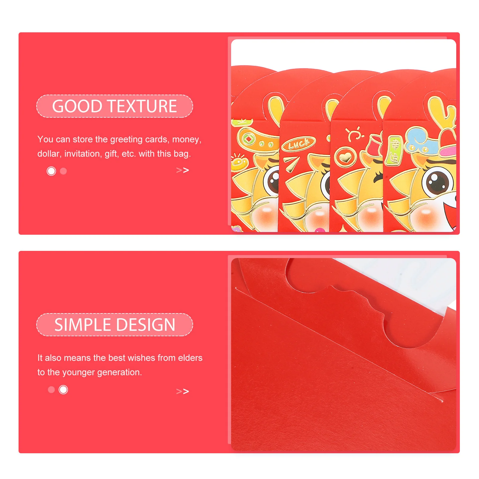 

24Pcs Paper Red Envelopes Chinese Style New Year Red Packets for Lucky Money Holders Holiday Decoration