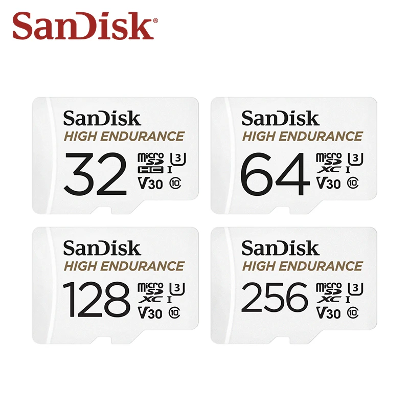 بطاقة ذاكرة احترافية SanDisk عالية التحمل V30 U3 C10 لكاميرا داش أو مراقبة المنزل 32 جيجابايت 64 جيجابايت 128 جيجابايت 256 جيجابايت