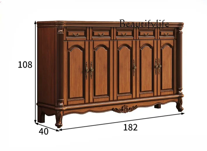 

American medieval solid wood shoe cabinet living room entrance corridor locker