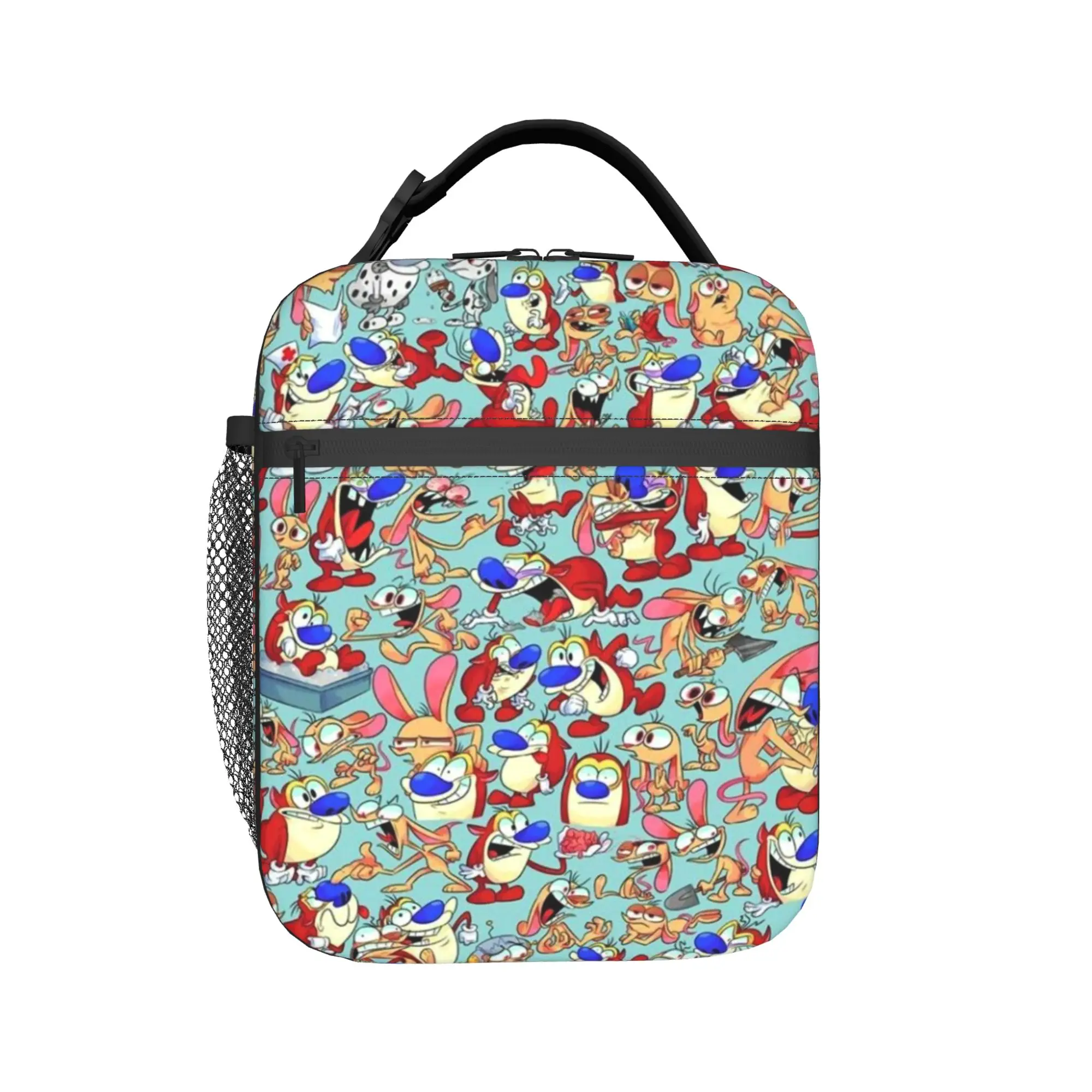  Duo Rucksack Ren & Stimpy  Product Insulated Lunch Tote Bag For Office  Food Container Portable Thermal Cooler Lunch Boxes