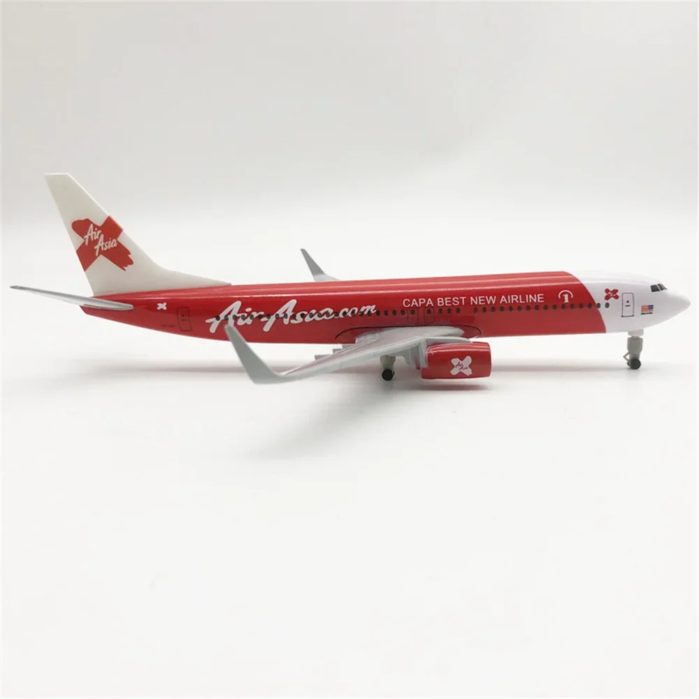 20cm Red Air Asia Airlines Boeing 737 B737 Airways Alloy Metal Airplane Model Diecast Air Plane Model w Wheels Aircraft