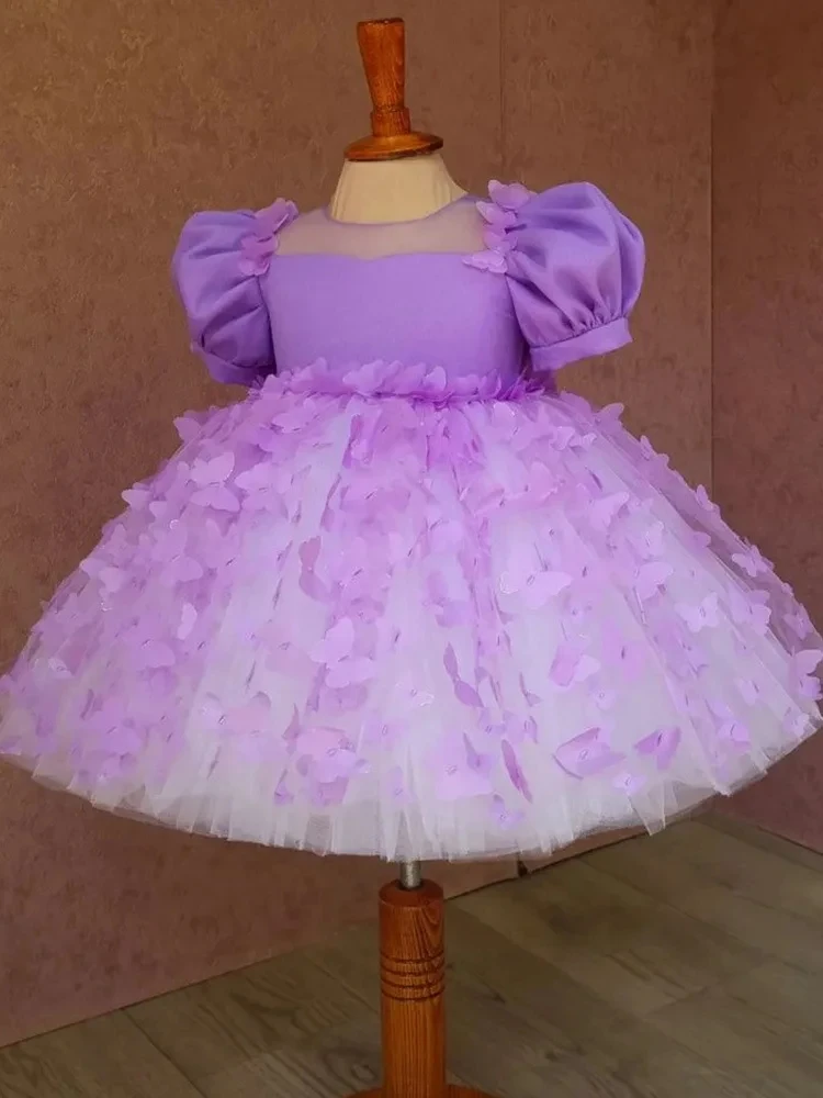 Mode Baby Meisje Prinses Vlinder Tutu Jurk Poff Mouw Kind Tule Vestido Verkiezing Feest Verjaardag Baby Kleding 1-12y