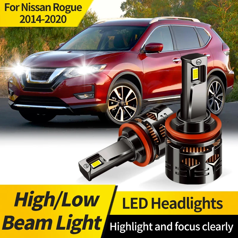 

2PCS For Nissan Rogue 2014-2020 H11 LED Headlight Bulb Super Bright CSP H11 Hi/Lo Beam Light 6000K White Auto Driving Headlamp