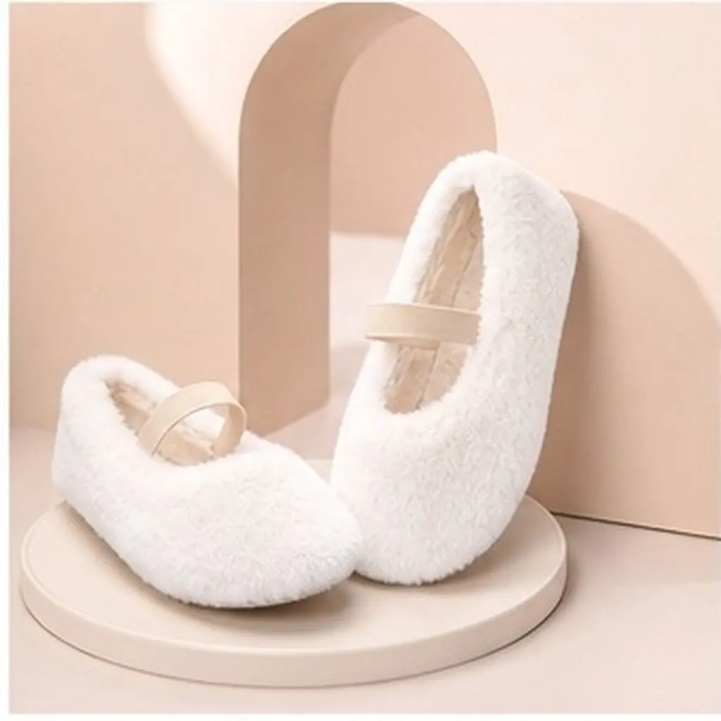 1Pair Warm Winter Princess Shoes for Little Girls Soft Sole Comfortable Fashion Kids Flat Shoes Matching Tutu Dress Birthday