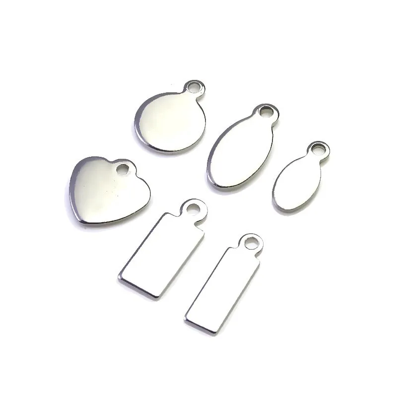 Necklace bracelet tag heart-shaped rectangular oval piece water drop tail chain diy jewelry accessories can be engraved logo