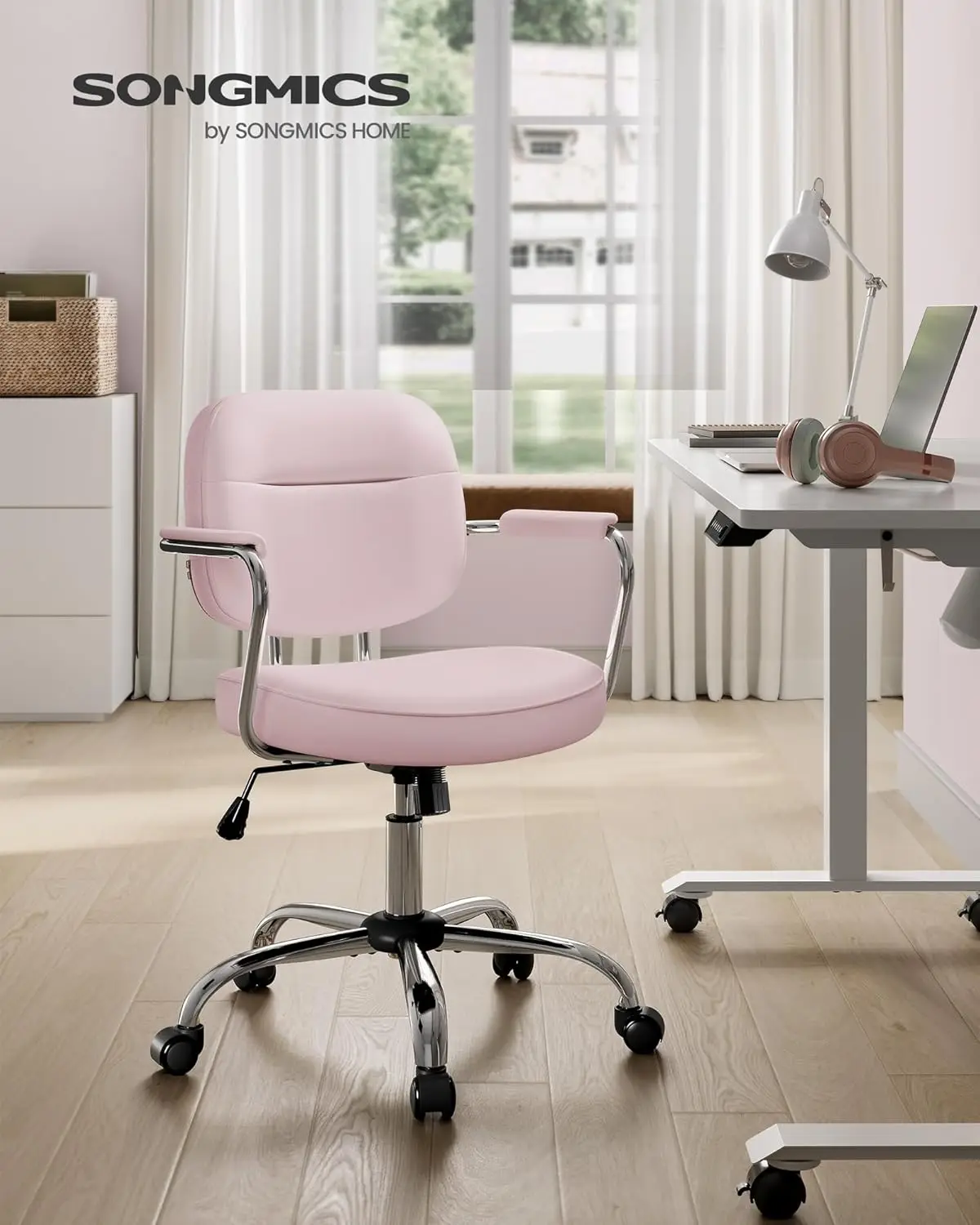 SONGMICS Desk Chair, Swivel Chair, Synthetic Leather Office Chair, Ergonomic Design, Tilt Function, Adjustable Height