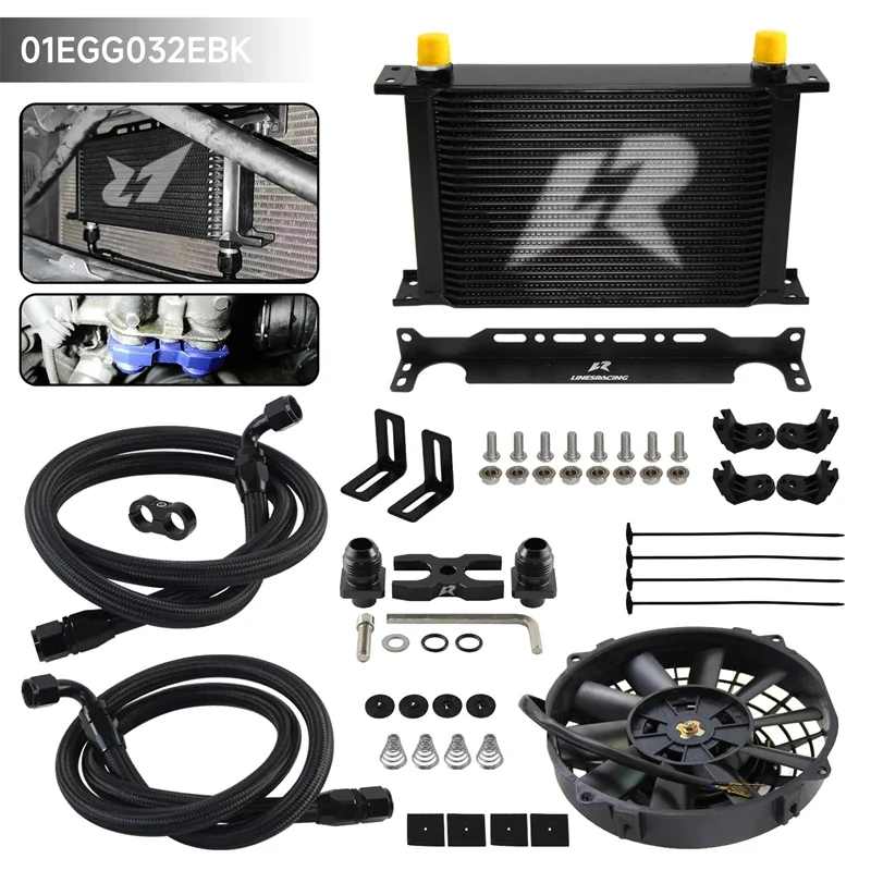 

AN10 25 Row Oil Cooler +7" Fan Adapter w/ Bracket Kit For BMW E82 135i E36 M3-Euro E46 M3 E90 E92 E93 335i 07-12 Black