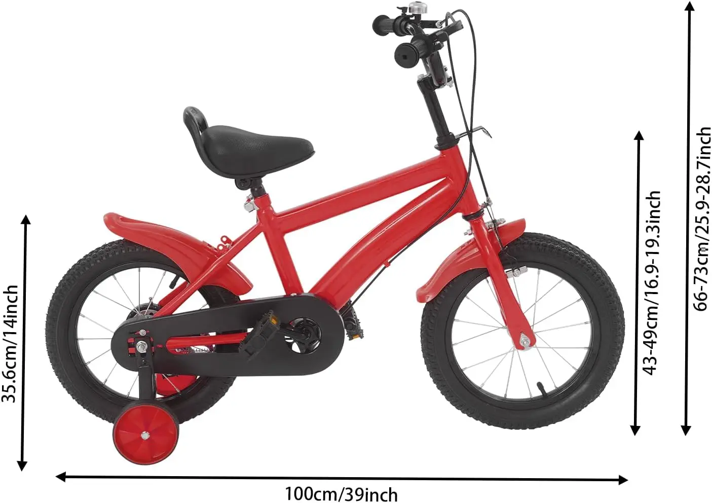 

НОВЫЙ 14-дюймовый детский велосипед, велосипед для начинающих с устойчивыми колесами, звонком, брызговиками, регулируемыми сиденьями и подлокотниками, дорожный велосипед для мальчиков и девочек