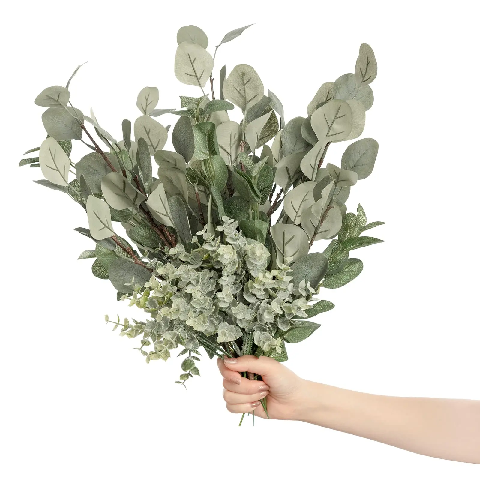 18Pcs Artificial Plants 4 Kinds-Eucalyptus leaves Branche,Fake Flowers for DIY Wedding Bridal Bouquet,Centerpieces, Home Decor