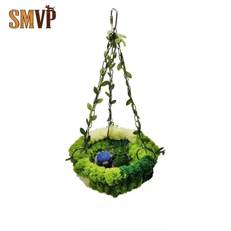 Simulation Leaf Fresh Forest Style Pet Bird Parrot Swing Hammock Bird Nest Bird Cage Supplies Parrot Cage