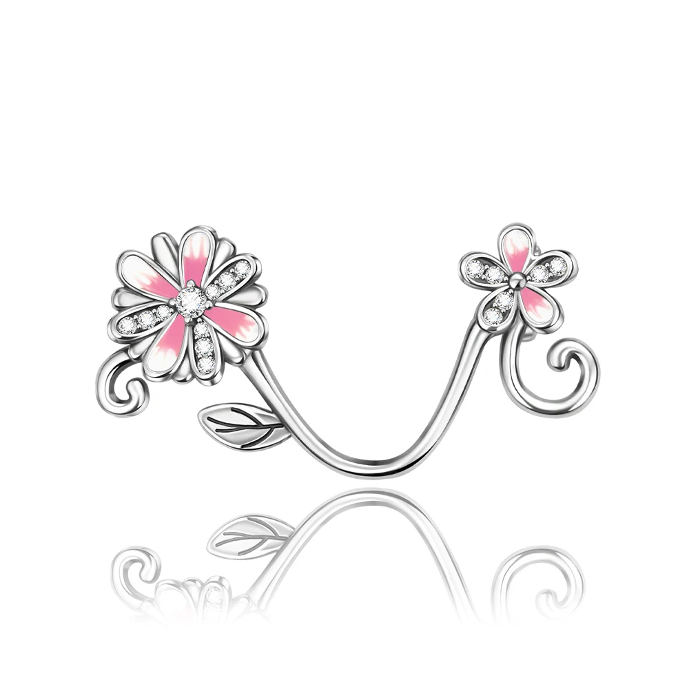 

Danturn 925 Sterling Silver Original Beads V-shaped flower Dangle Charm fit Snake Chain Bracelet Fashion Women Jewelry Making