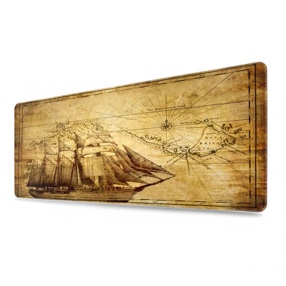 Retro navigation Map Art HD Extended Gaming Keyboard Mats Large 90x40cm XXL Gamer Mousepad