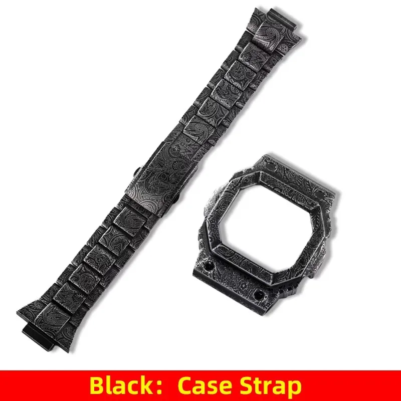 

For Casio G-SHOCK GX56 GXW-56 Cashew Flower Metal Strap Watch CaseWaterproof Modified GX-56 Retro Paisley Pattern Strap and Case