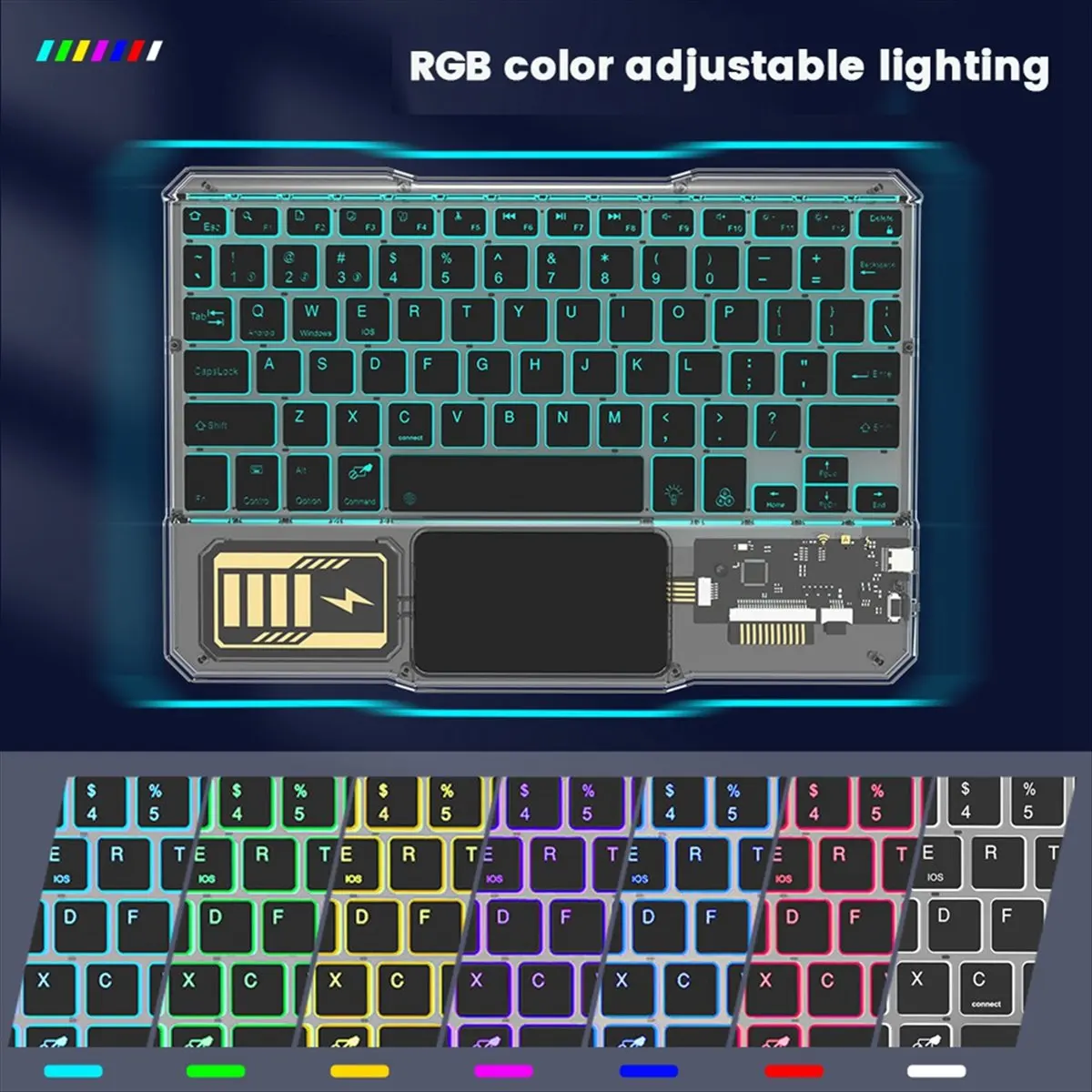 A32I  Wireless Keyboard Rechargeable Touchpad Keyboard Bluetooth Keypads for Phone PC Tablet Gaming Black